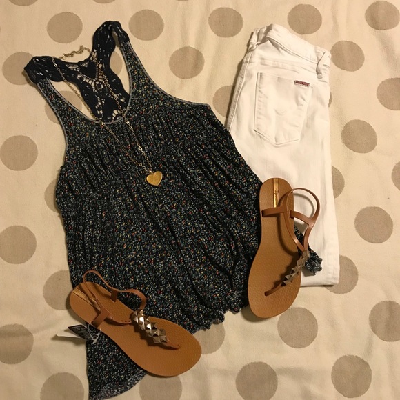 Free People Tops - Free People floral crochet Racerback tank